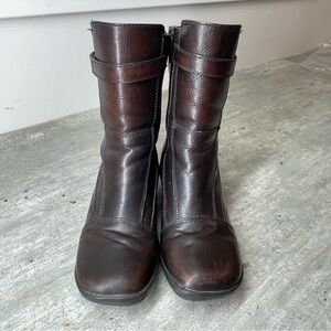 Hush Puppies Boots Womens 5 Brown Good Waterproof Leather H90570 Mid Calf Wedge